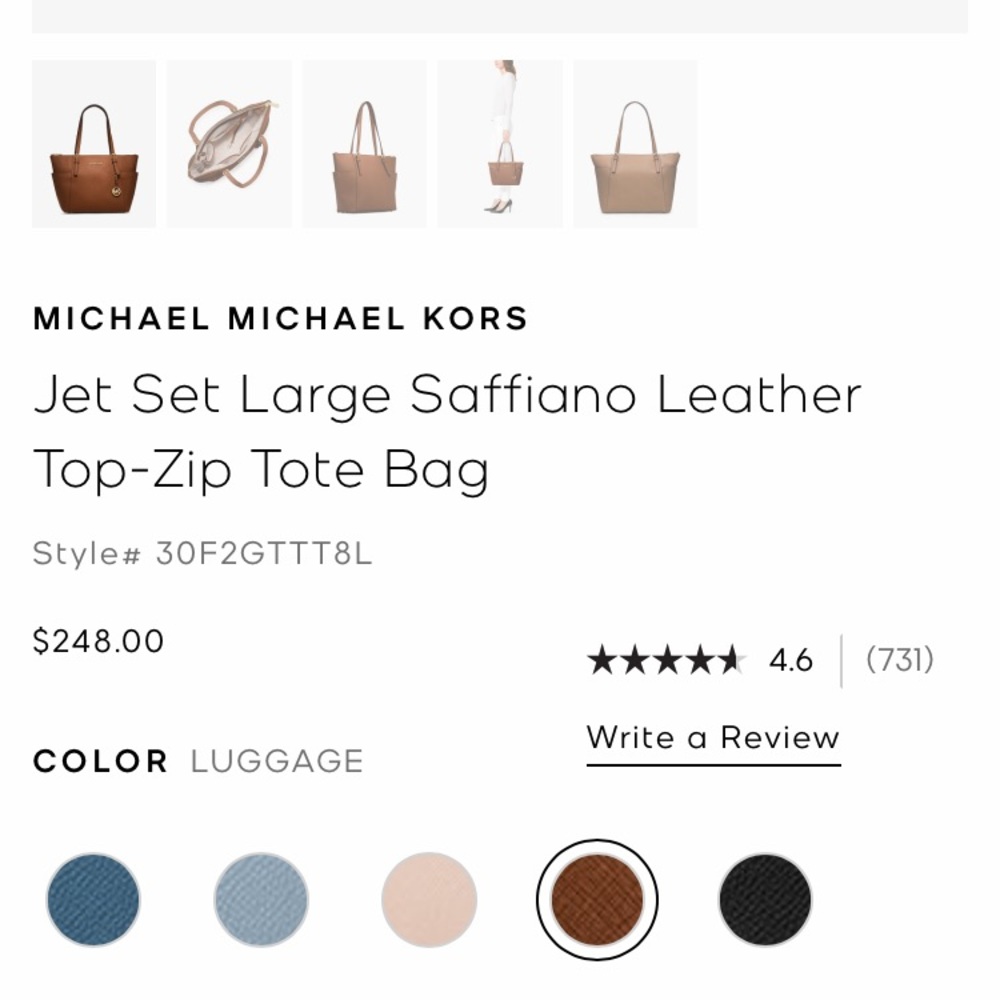 Michael Kors Jet Set Lg Saffiano Leather Zip Tote - Picture 15 of 16